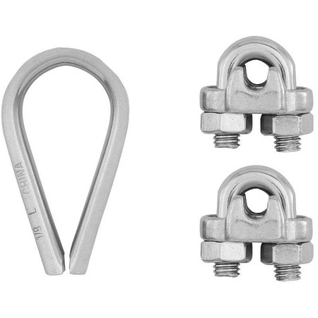 NATIONAL HARDWARE Cable Clamp Kit, 18 in Dia Cable, Stainless Steel N100-349